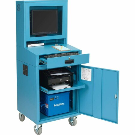 GLOBAL INDUSTRIAL Mobile Powered LCD Computer Cabinet, 40AH Battery, Blue, Unassembled 239115PBL40